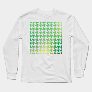 Houndstooth Pattern Natural Green and Yellow Gradient Long Sleeve T-Shirt